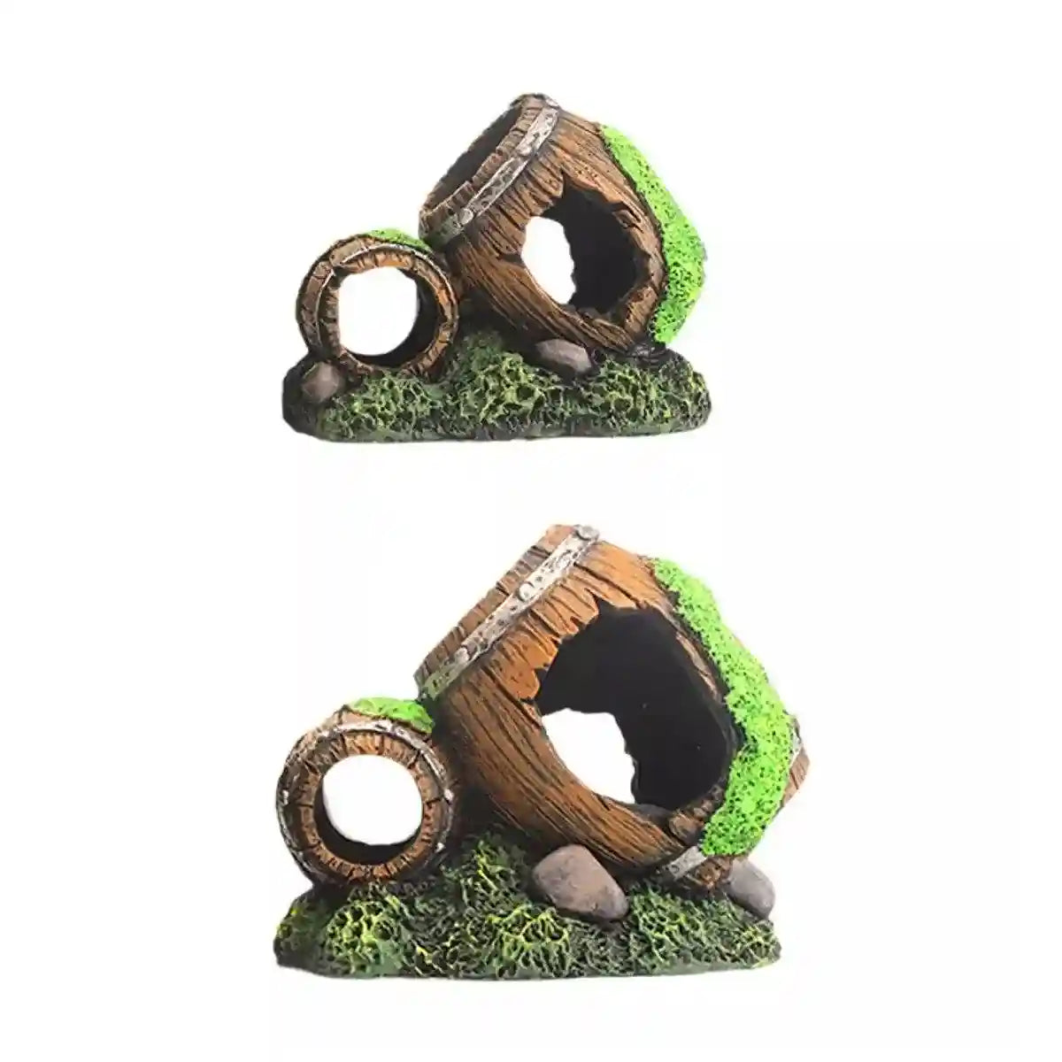 Resin Wine Barrel Aquarium Decoration