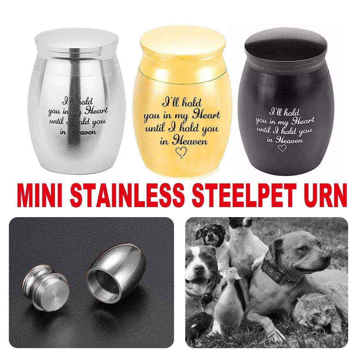 Mini Stainless Steel Pet Urn Keepsake with heartfelt engraving, perfect for honoring your beloved pet’s memory.