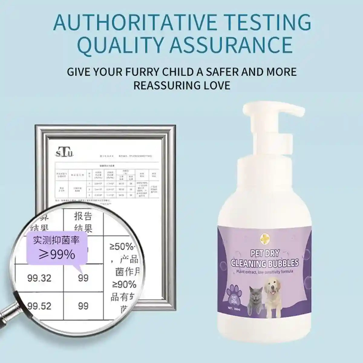 Pet Dry Cleaning Bubbles No-Rinse Foam Cleanser for Cats & Dogs 500ml