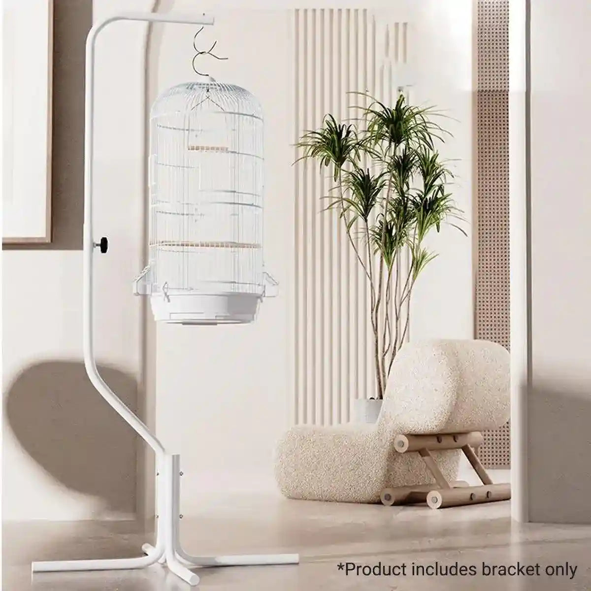 Adjustable Birdcage Stand Sturdy Metal Parrot Cage Holder with 360° Hook