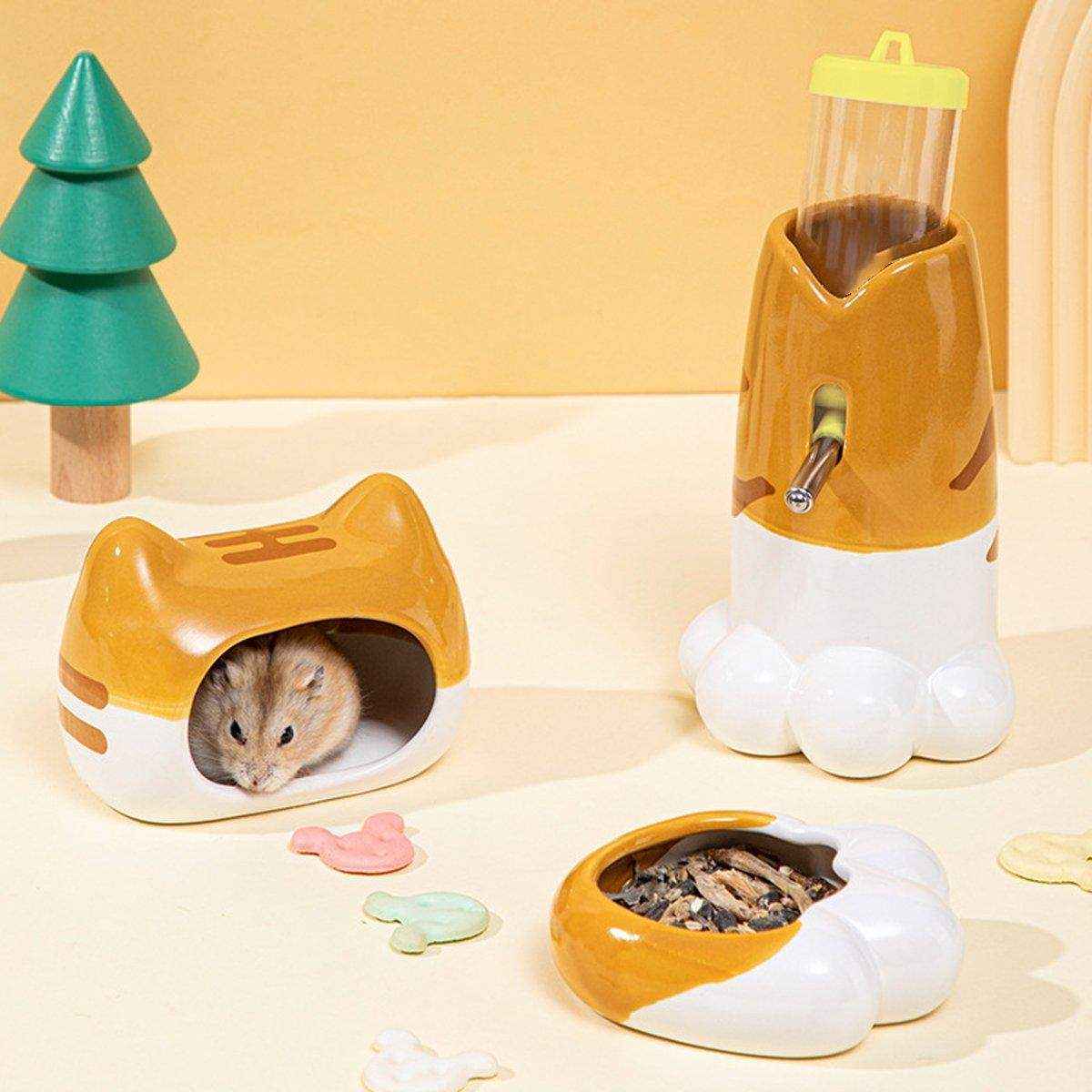 Hamster Porcelain Nest Escape House Golden Bear Tiger Head Porcelain Bowl Tiger Claw Water Bottle