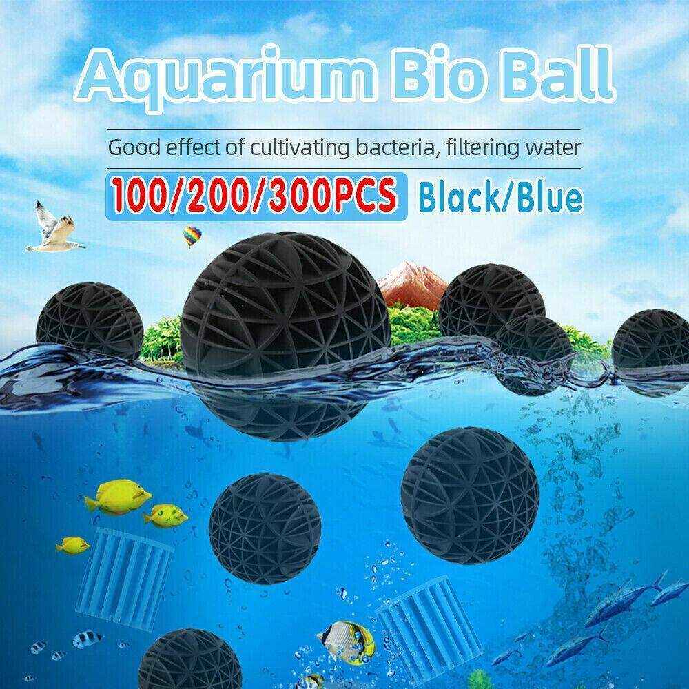 Close-up of black bio balls for aquarium filtration