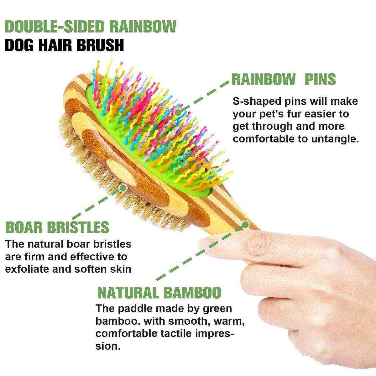 Double-Sided Pet Comb with Bamboo Handle Flea Comb & Knot Brush for Dogs and Cats