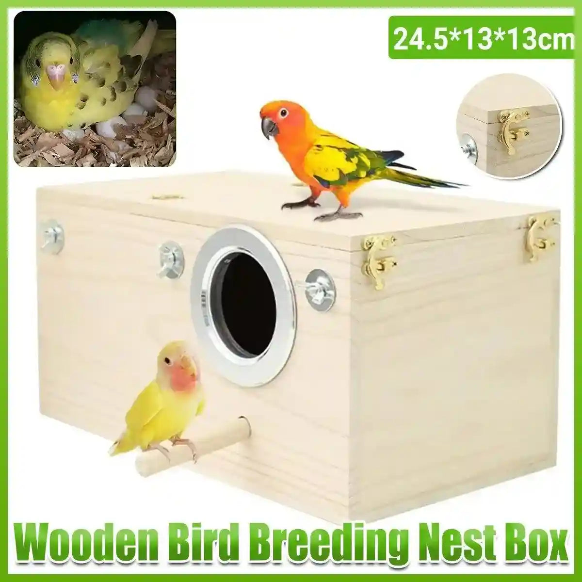 Right Opening Wooden Breeding Box for Parrots Durable & Spacious Design