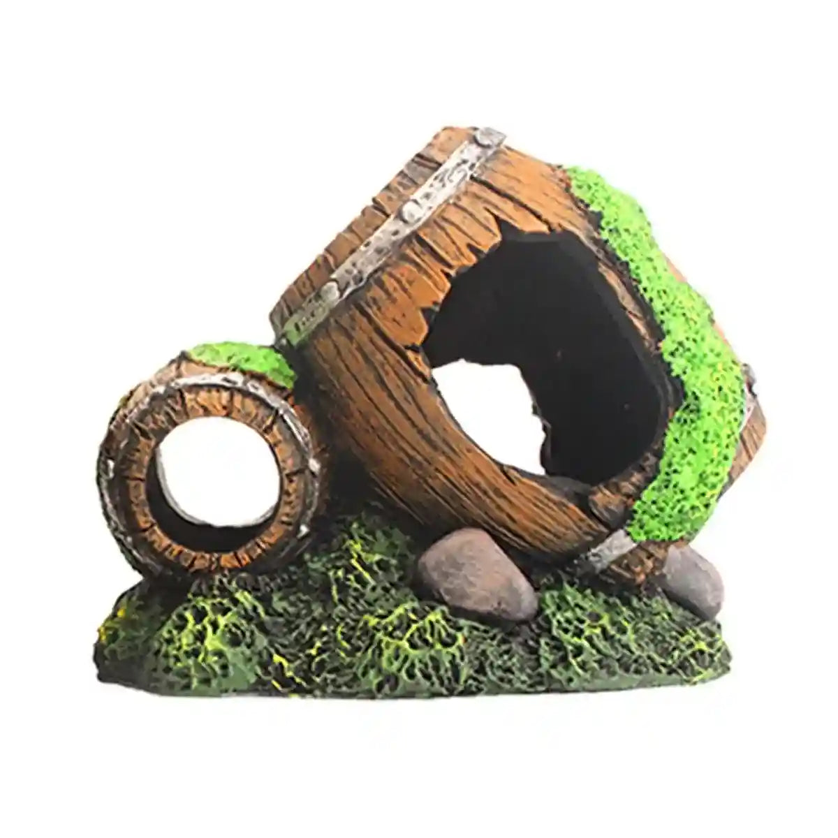 Resin Wine Barrel Aquarium Decoration
