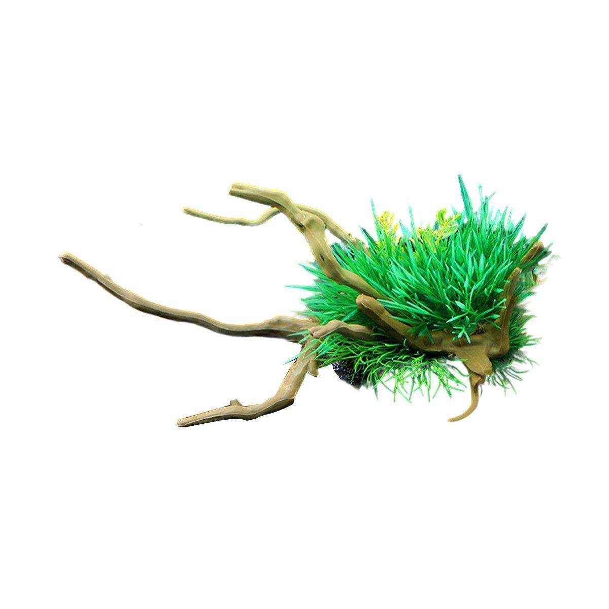 Faux Aquarium Plants Rock Decoration with Simulated Wood & Water Grass