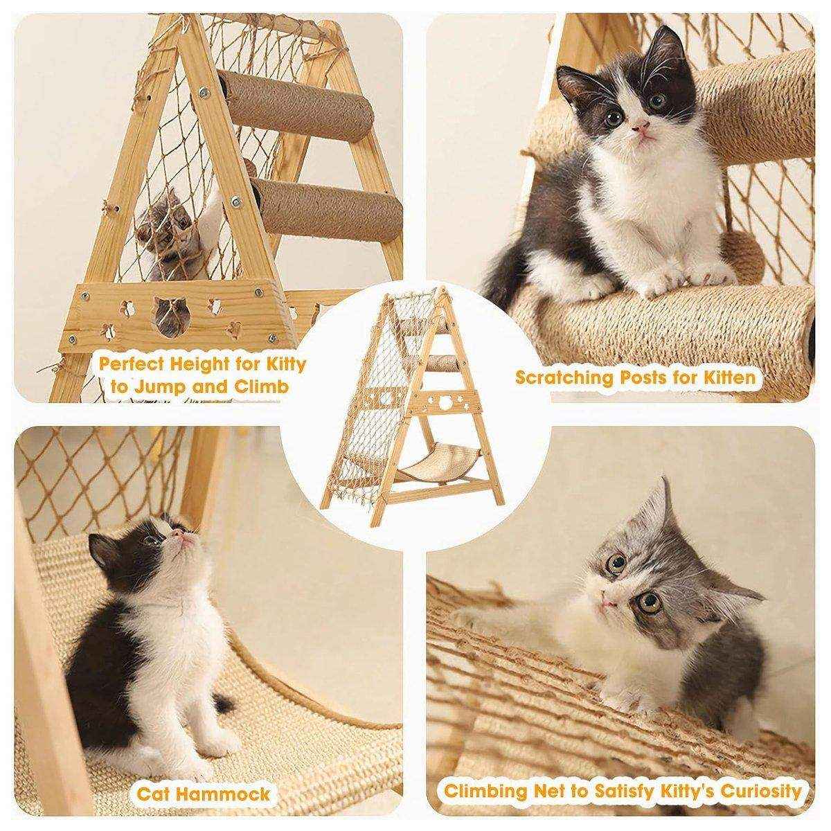 Multifunctional Cat Climbing Frame Hammock Scratching Post & Play Ball