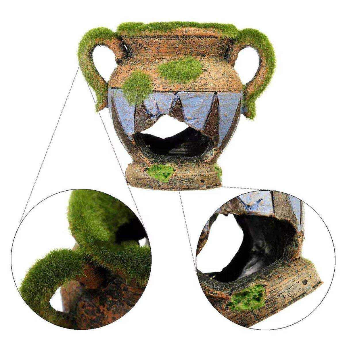 Aquarium Moss Vase Resin Fish & Shrimp Hiding Decoration