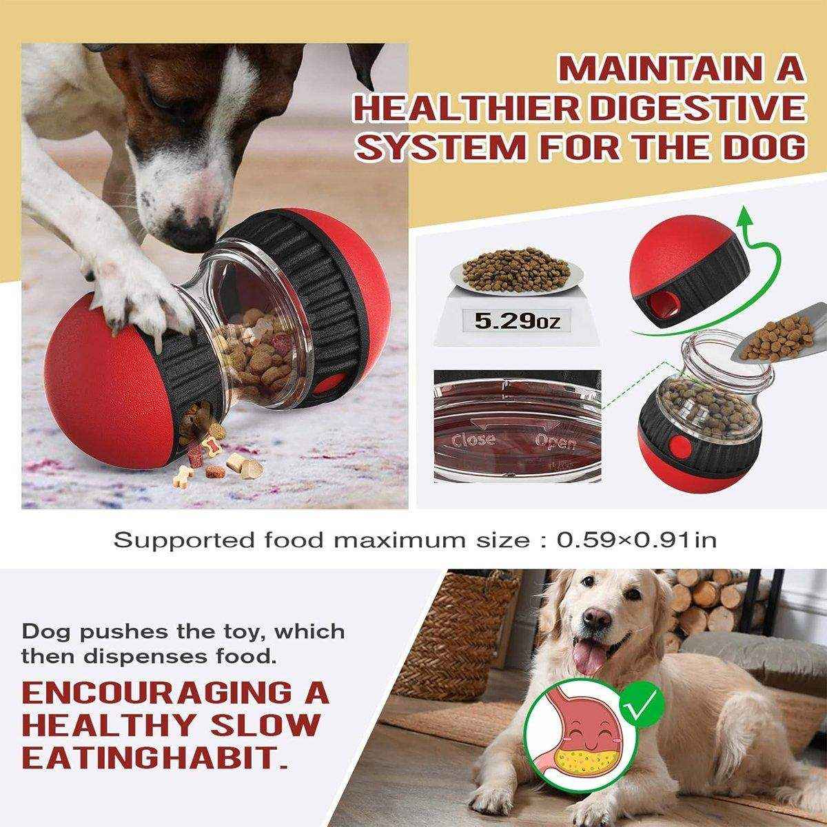 Slow Feeder Dog Toy Rolling Food Ball Funnel Pet Training Interactive Treat Toy
