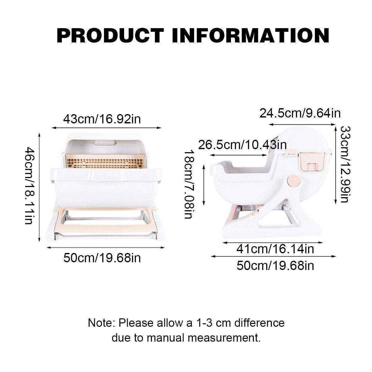 Semi Automatic Cat Litter Box Large Anti Splash Semi Enclosed Kitty Toilet