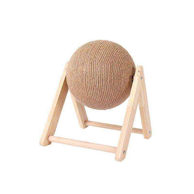 Interactive Wooden Sisal Cat Scratcher Ball Toy For Indoor Cats