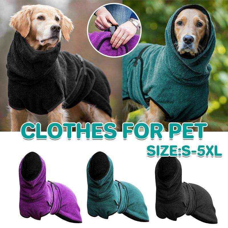 Pet Bathrobe Clothes Dog Towel Drying Robe Soft Warm Sleepwear Super Absorbent