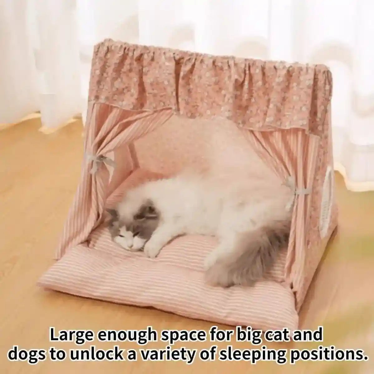 Cozy Semi-Closed Cat Tent Comfortable & Private Pet Bed for Cats and Dogs