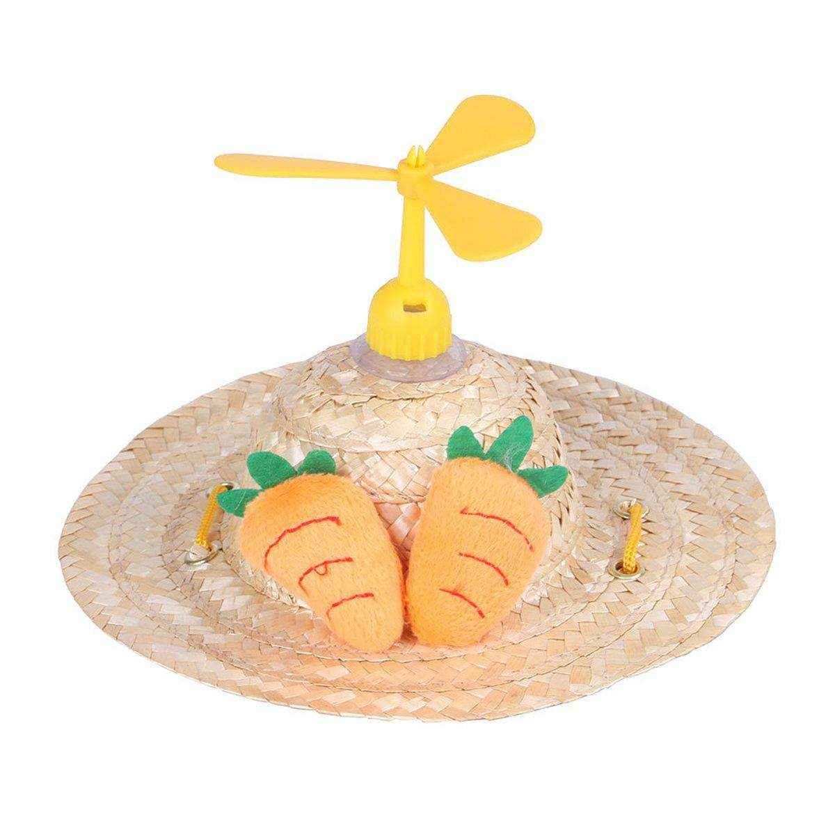 Pet Straw Hat Bamboo Dragonfly Cat And Dog Headwear Puppy Sun Hat Decoration
