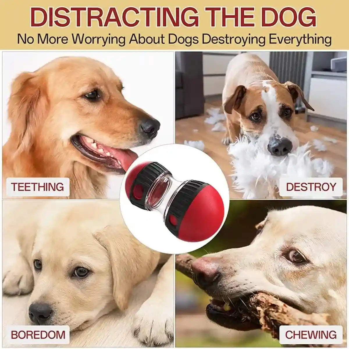 Slow Feeder Dog Toy Rolling Food Ball Funnel Pet Training Interactive Treat Toy