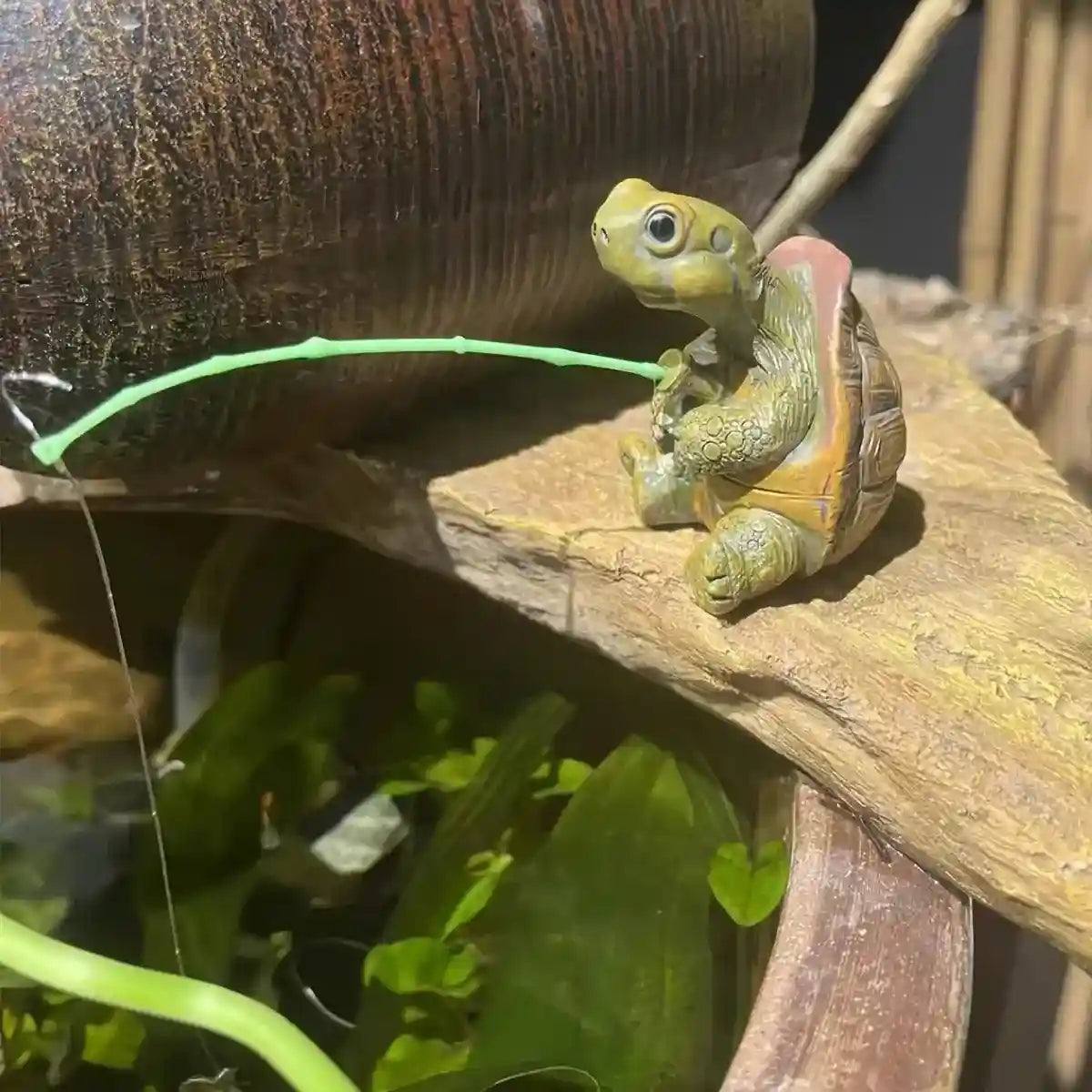 Fishing Turtle Ornament for Aquarium