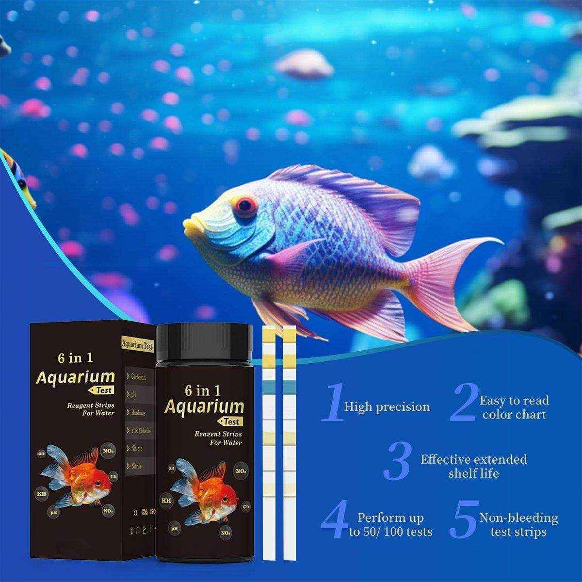 6-in-1 Water Quality Test Strip for Fish Tanks and Ponds Biological Aquarium Supplies