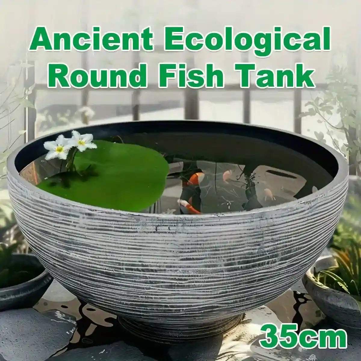 Ancient-Style Resin Fish Tank Bowl – Rustic Decorative Fish Bowl