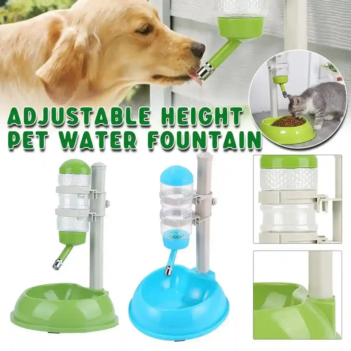 Adjustable Pet Bowl Set with Water Dispenser