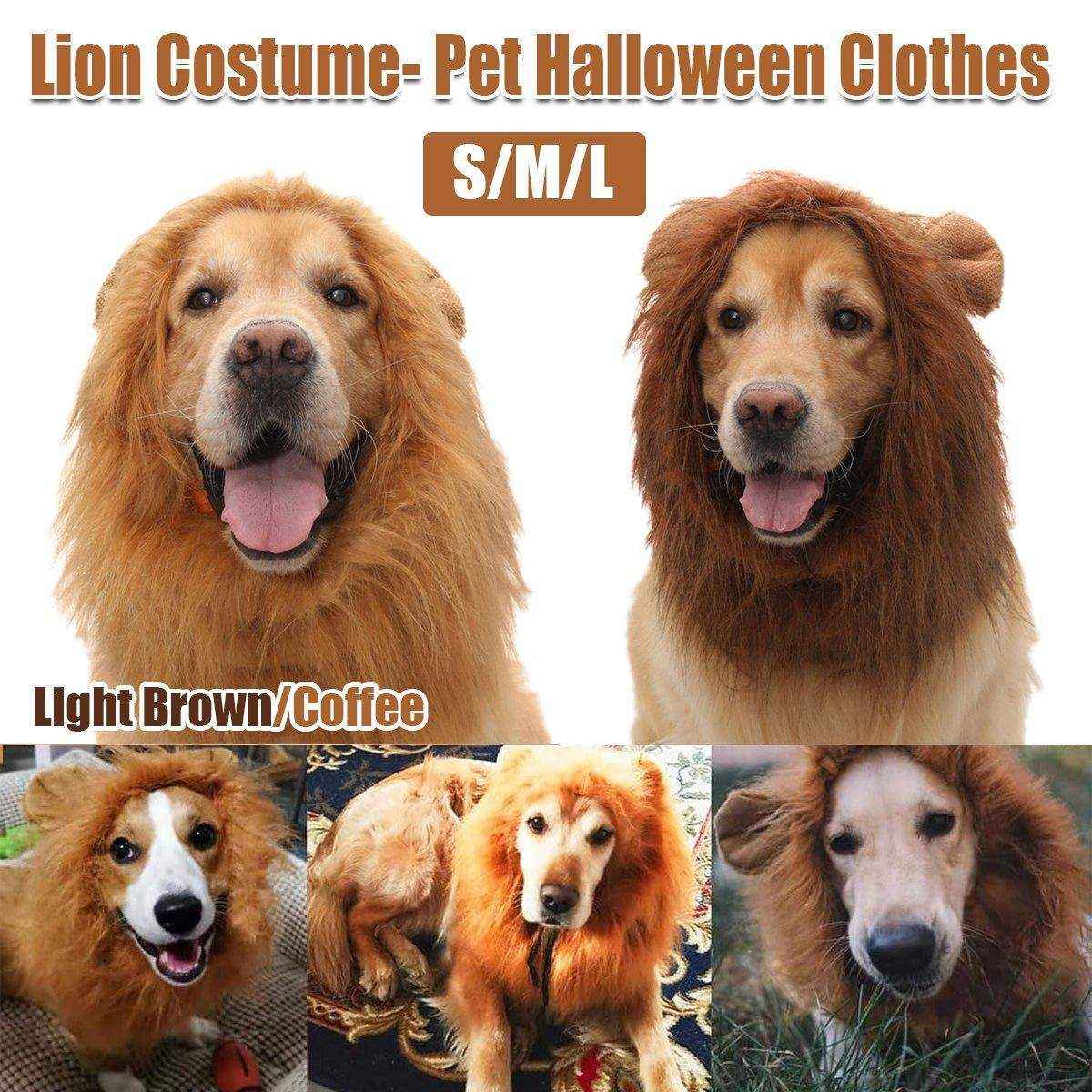 Lion Costume Mane Wig Large Dog Fancy Dress Up Party for Pet Halloween Clothes