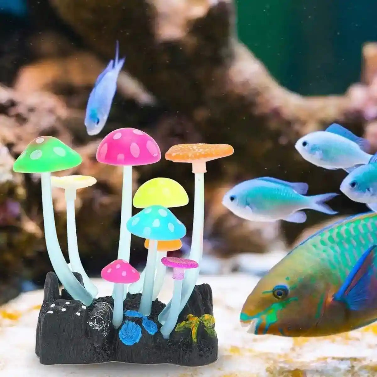 Simulation Jellyfish Aquarium Decor Fluorescent Mushrooms for Fish Tanks