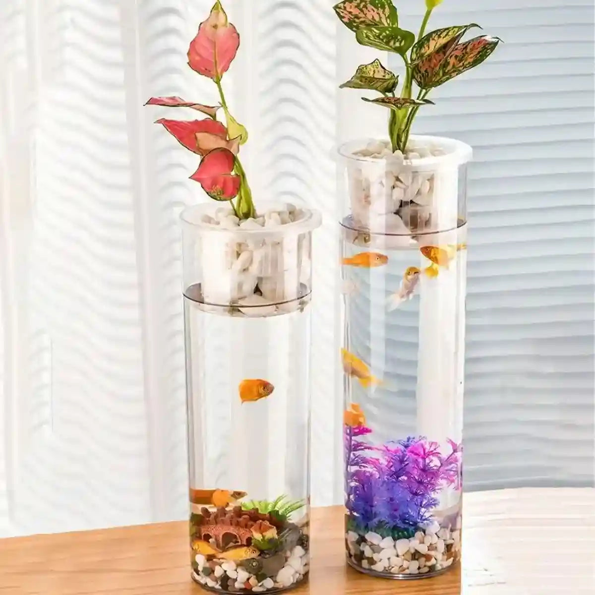 Modern Hydroponic Fish Tank with Cylindrical Design