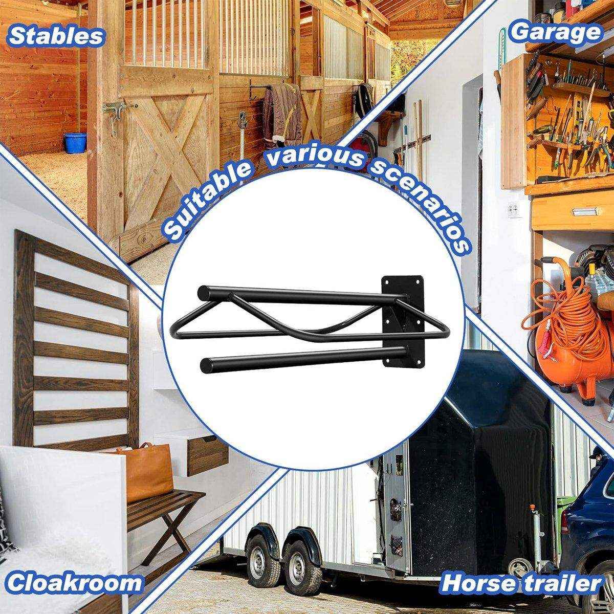 Wall-Mounted Saddle Rack With Double Saddle Pad Holder