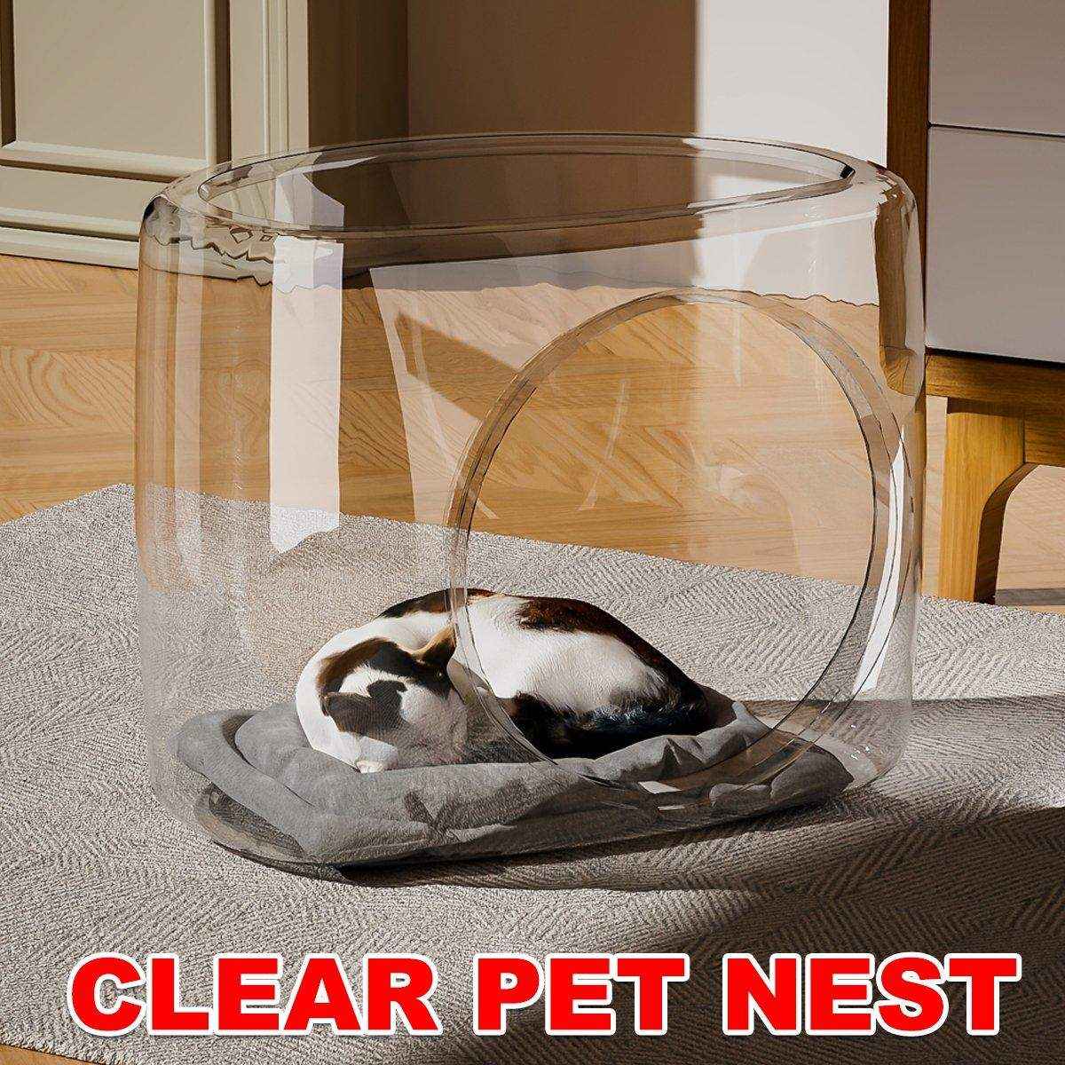 Transparent Capsule Cat Litter Box Semi Enclosed Cat House for Indoor Use AU