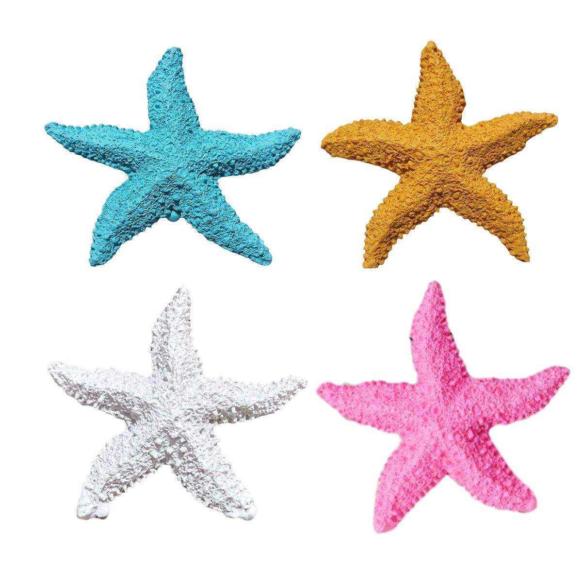 4 X Vibrant Aquarium Starfish Decorations Set