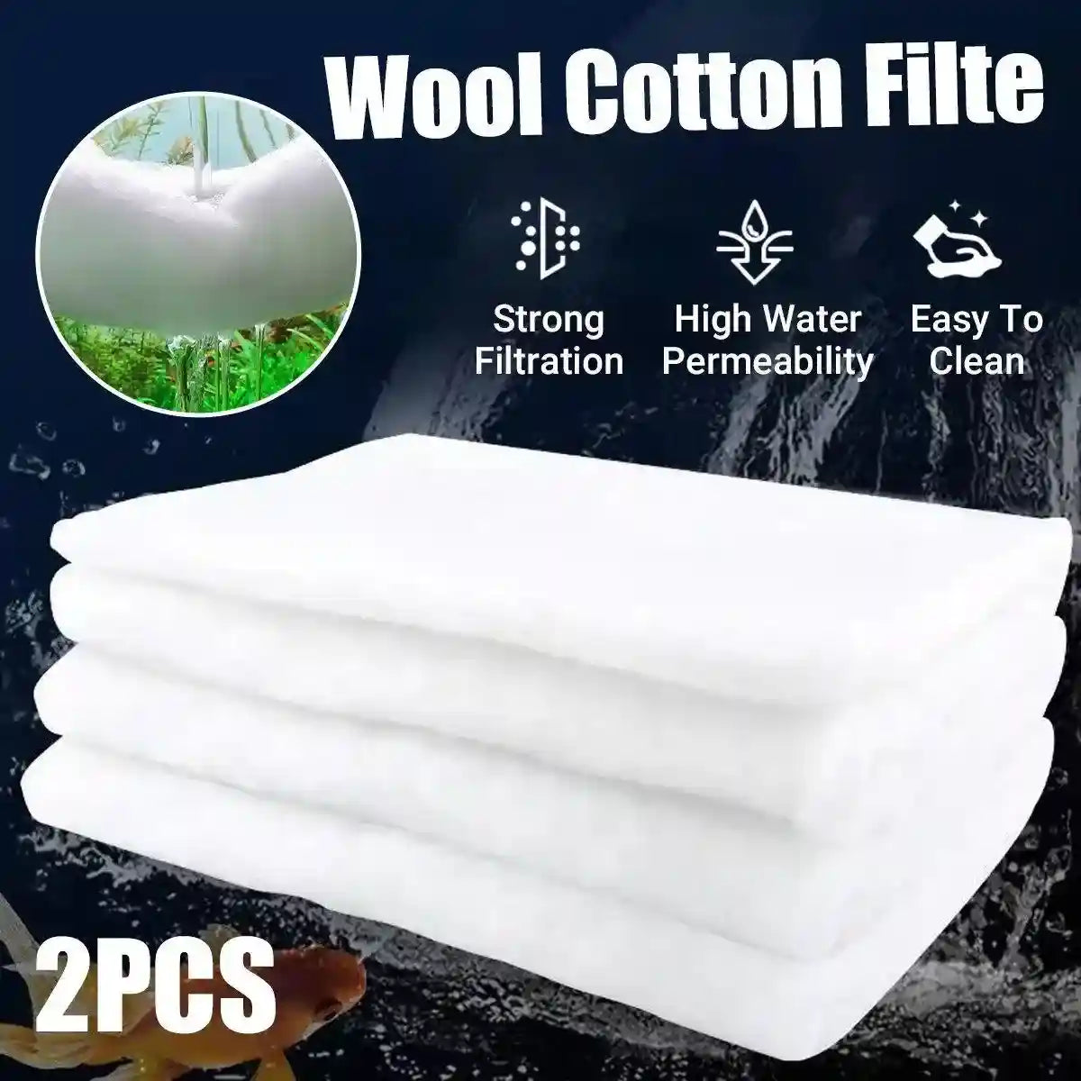 2Pcs Premium Aquarium Hand-Torn Filter Cotton Sponge Filters for Clean Water