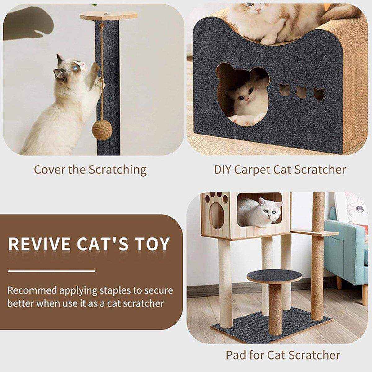 Trimmable Self Adhesive Carpet Pad for Cat Tree Stands Scratching Post Furniture