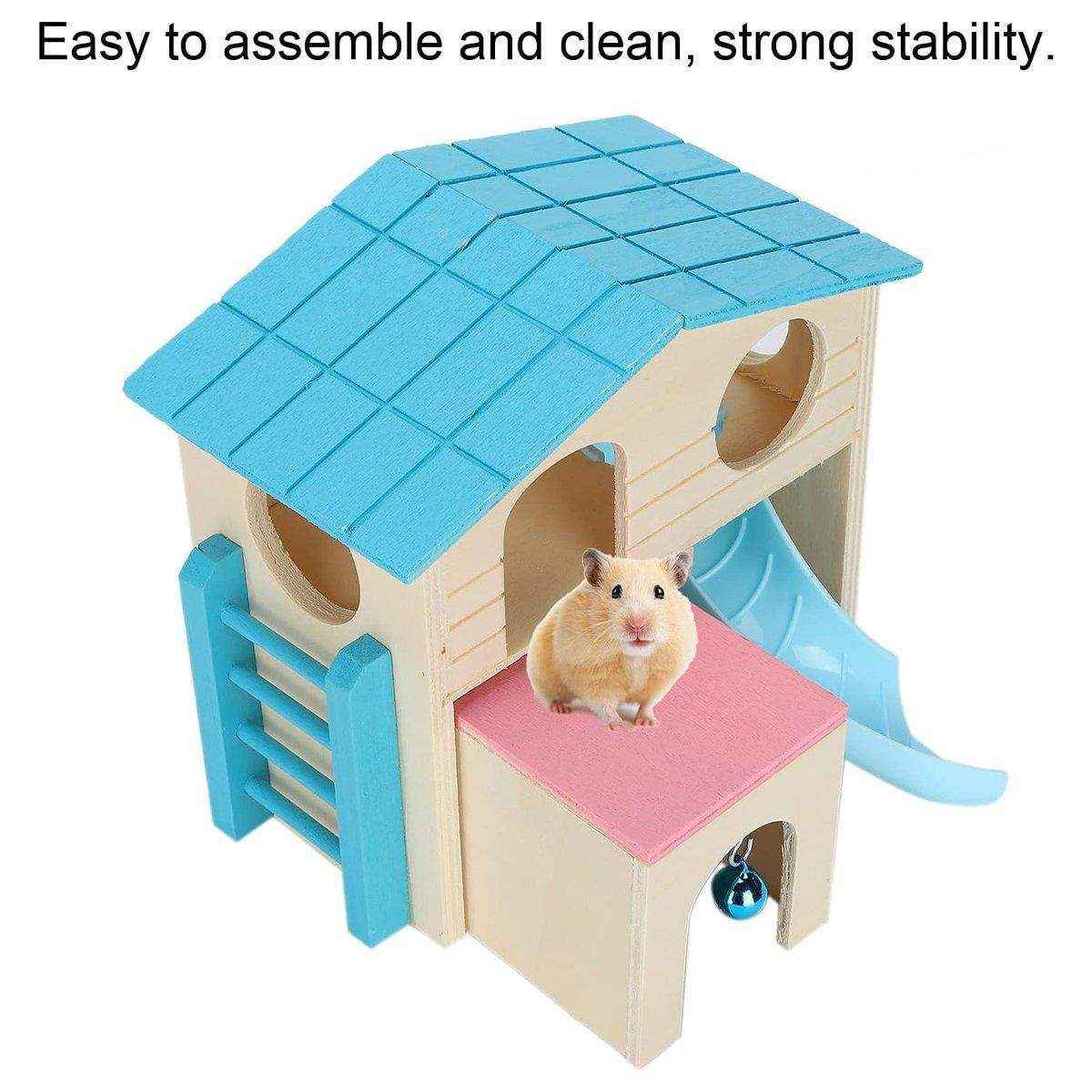 Small Pet Wooden House with Slide & Ladder