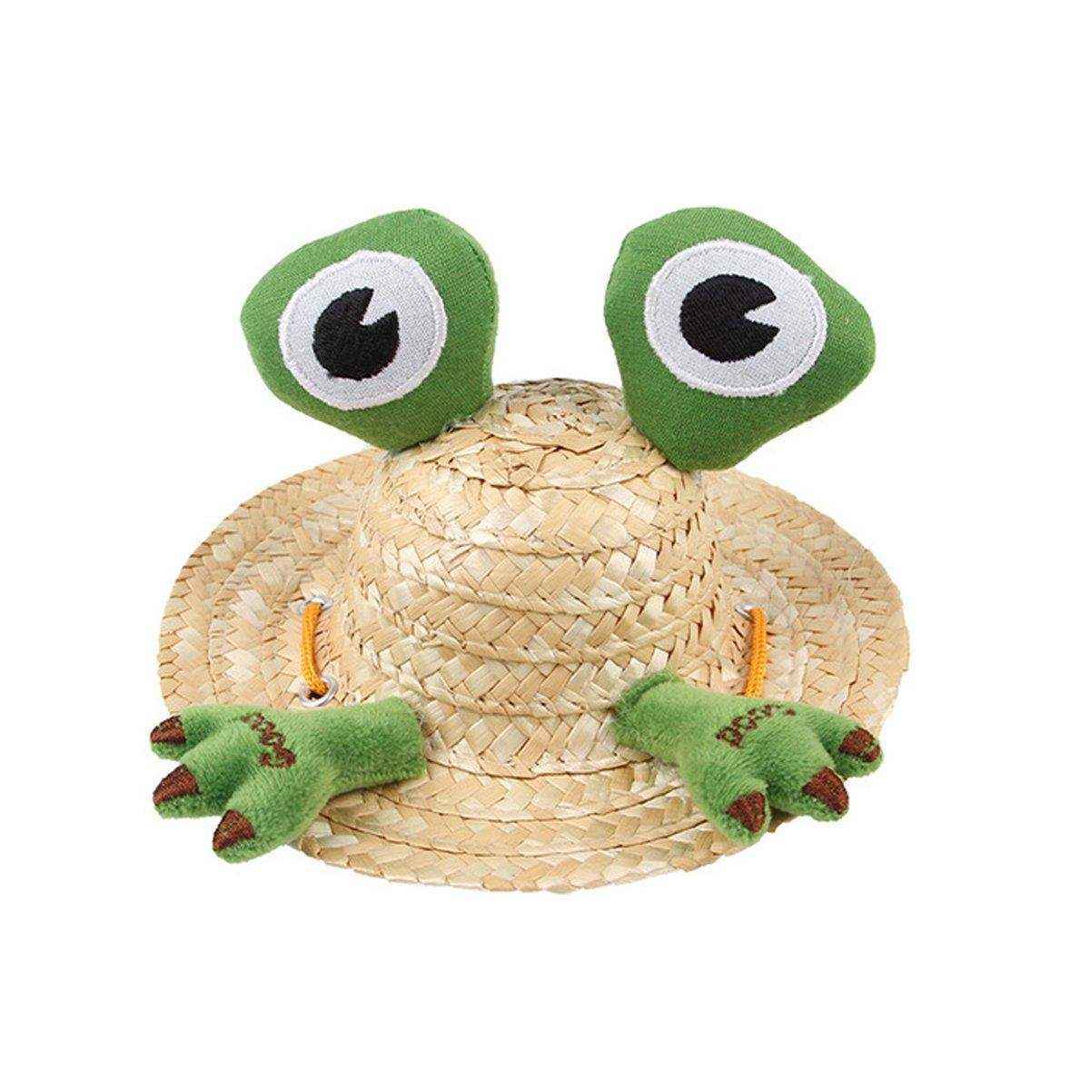 Pet Straw Hat Bamboo Dragonfly Cat And Dog Headwear Puppy Sun Hat Decoration