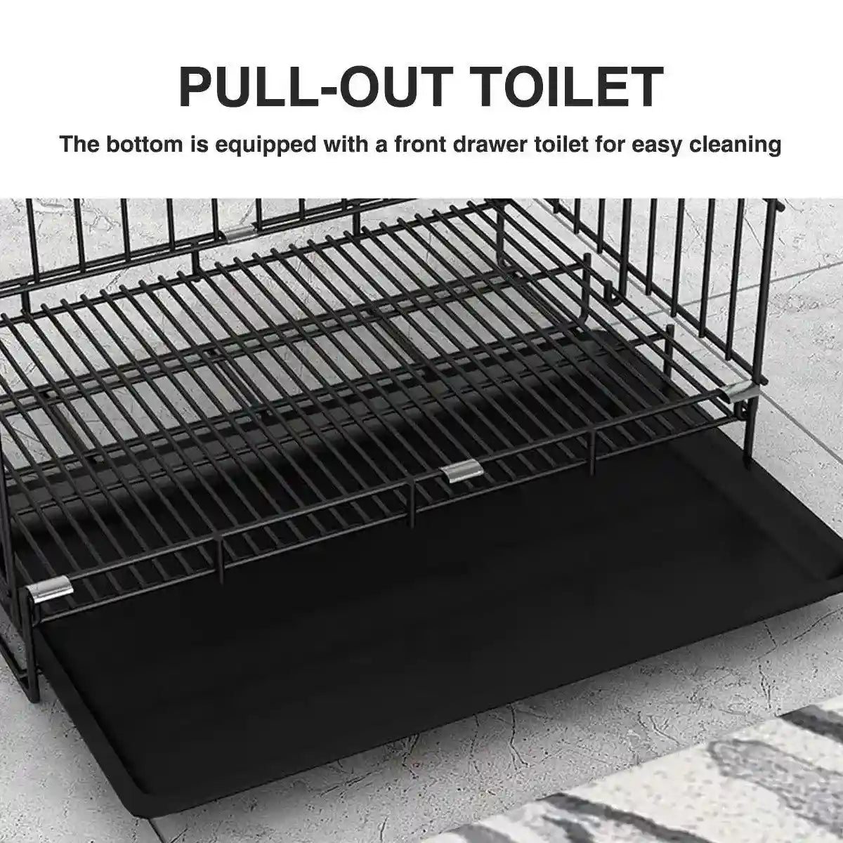 Foldable Iron Dog Cage Durable & Spacious Crate with Pull-Out Tray