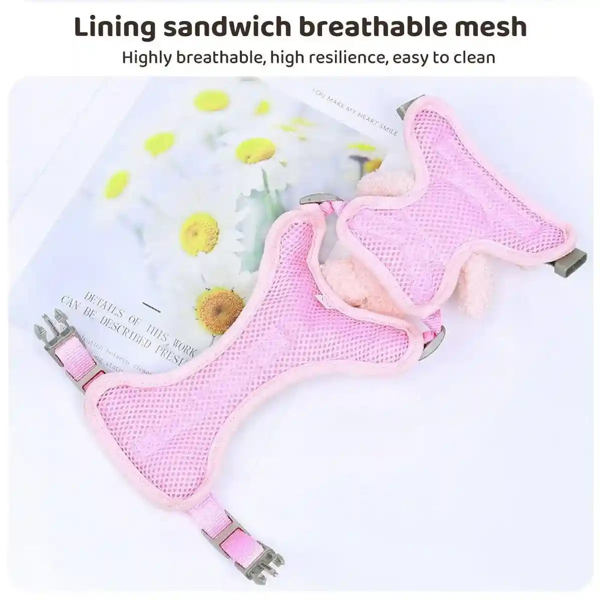 Cute Bunny Design Pet Harness with Leash Reflective & Adjustable S/M/L