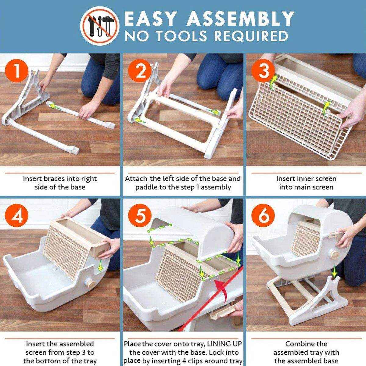 Semi Automatic Cat Litter Box Large Anti Splash Semi Enclosed Kitty Toilet