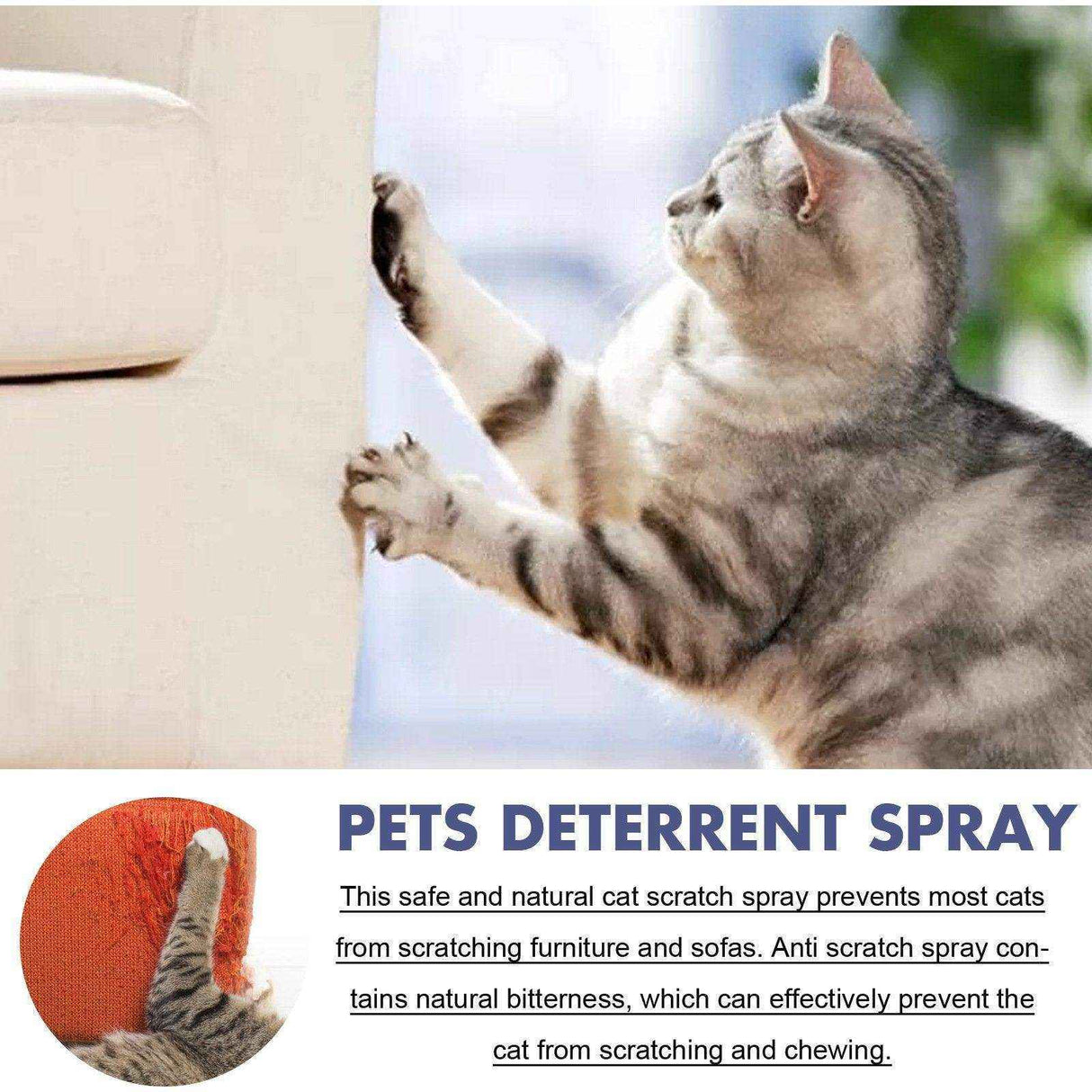 Pet Anti-Scratch Spray Protect Doors Sofas & Set Boundaries for Cats & Dogs