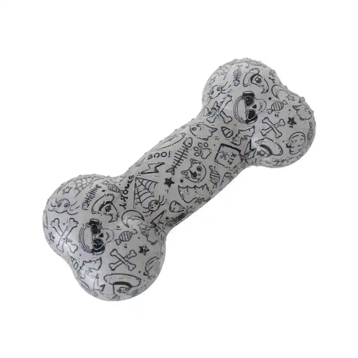 Interactive Dog Bone Chew Toy for Dental Health Durable TPR Material Grey & Blue