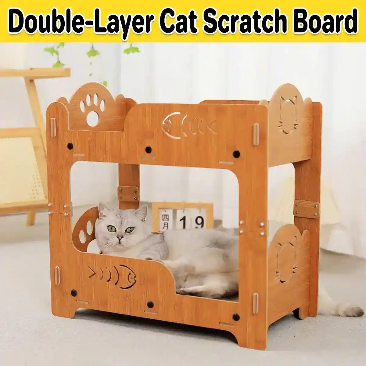 Double-Layer Cat Scratch Board & Nest Durable Scratching Post for Cats
