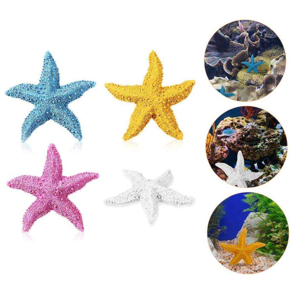 4 X Vibrant Aquarium Starfish Decorations Set