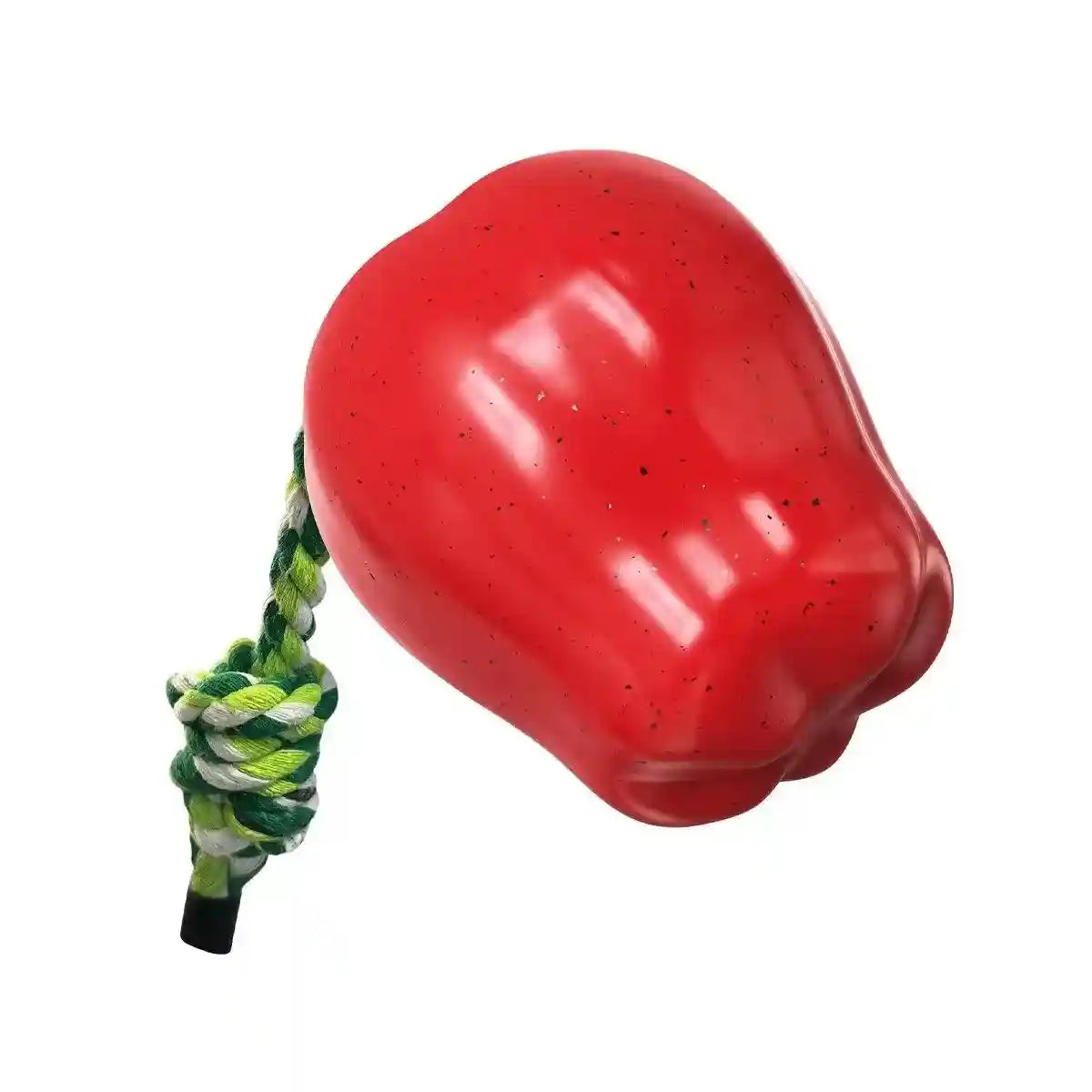 Red Apple Dog Chew Toy with Rope for Play and Dental Health