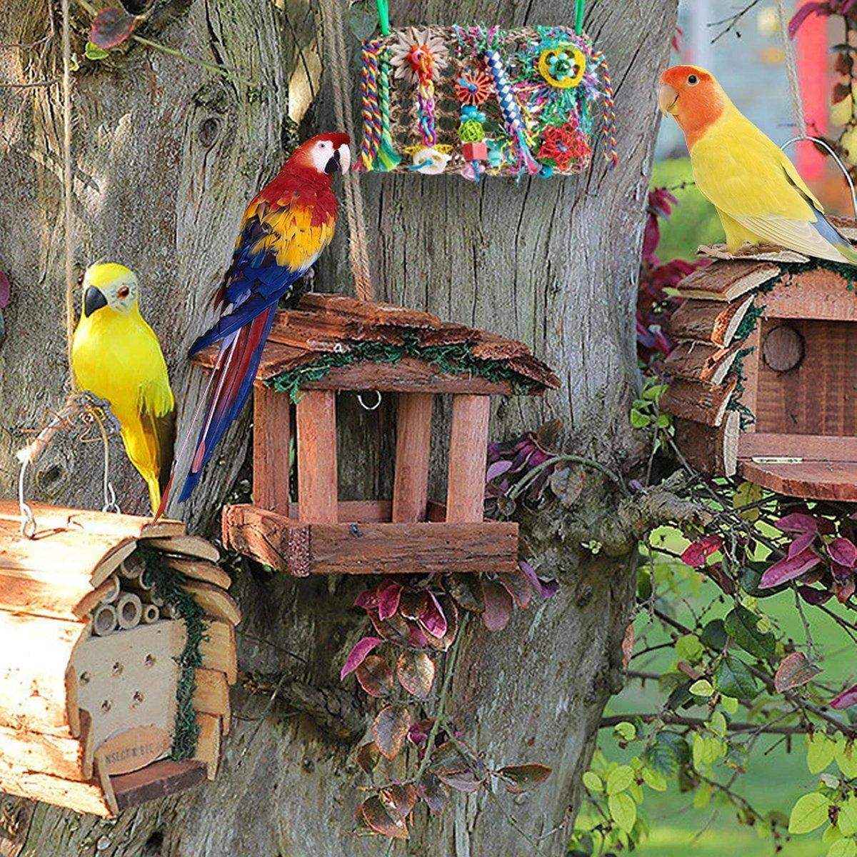 Parrot Bite Toy Grass Net Color Braided Tube Luffa Grass Silk Paper Bite Toy Cage Landscape