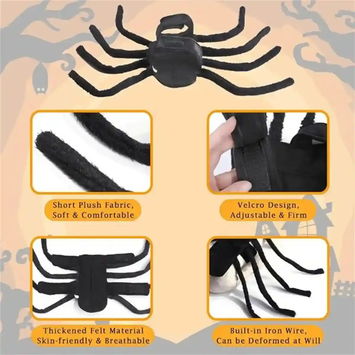 Halloween Pet Spider Costume Creepy & Cute Halloween Outfit for Pets
