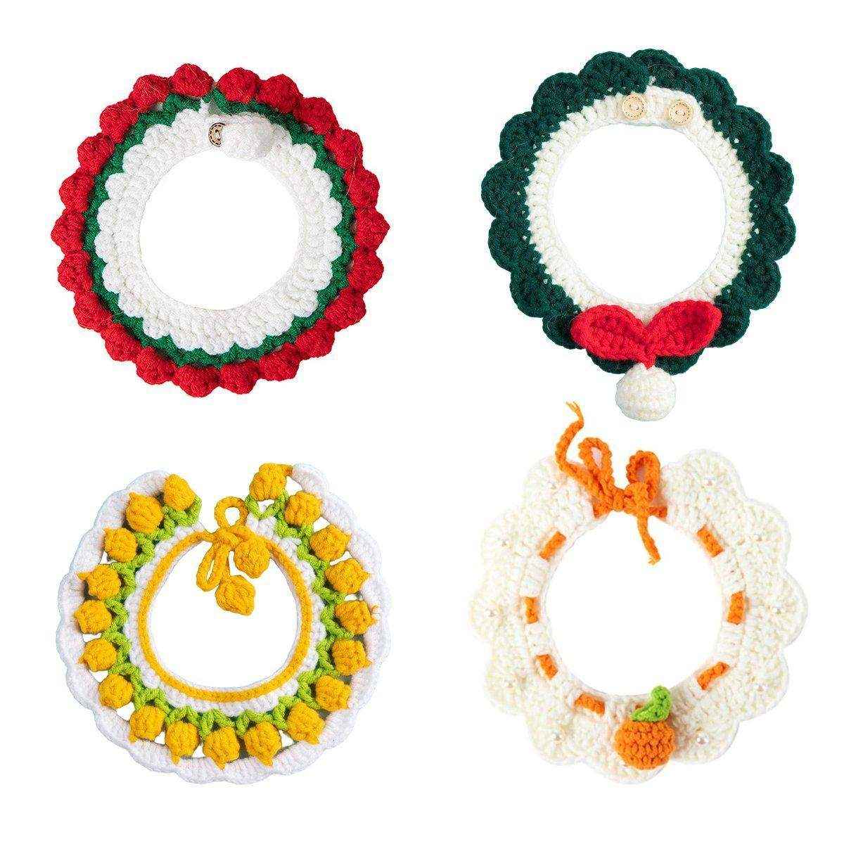 Cat Collar Handmade Knit Neck Dog Collar Adjustable Neck Kitten Necklace