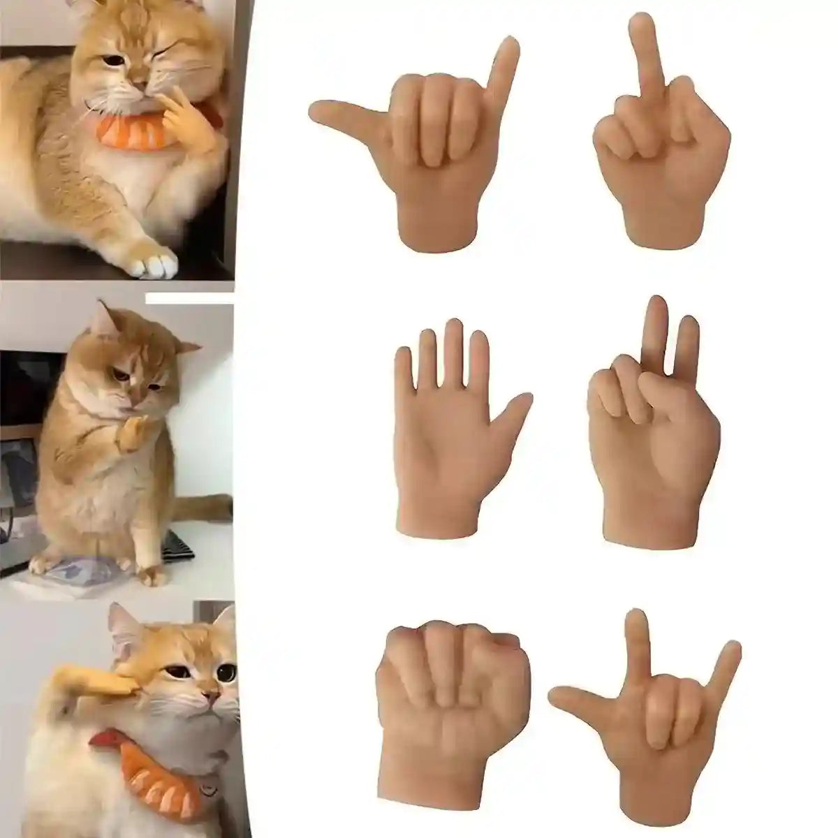 6PCS Cute Cat Finger Covers Soft Rubber Stretchy Mini Simulation Hands Fun Toy