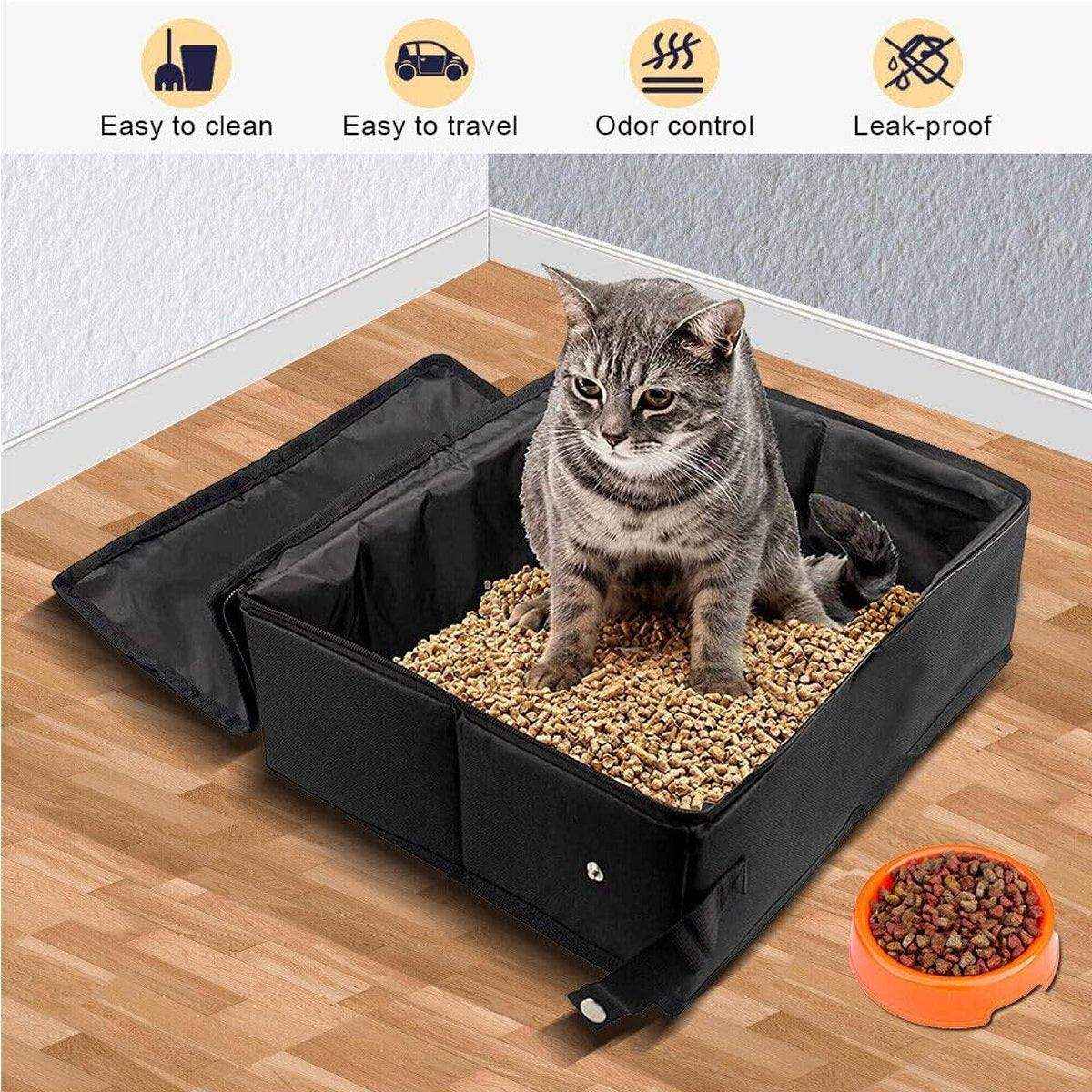 Travel Cat Litter Box With Lid and Handle Standard Portable Foldable Cat Litter Box Fabric Cat Litter Bag