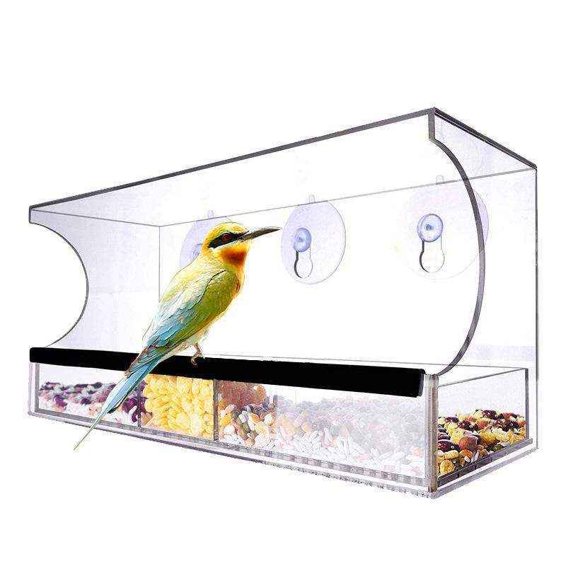 Clear Acrylic Window Bird Feeder 10x30x13cm