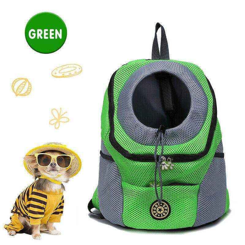 Puppy Travel Mesh Pet Dog Front Carrier Backpack Green