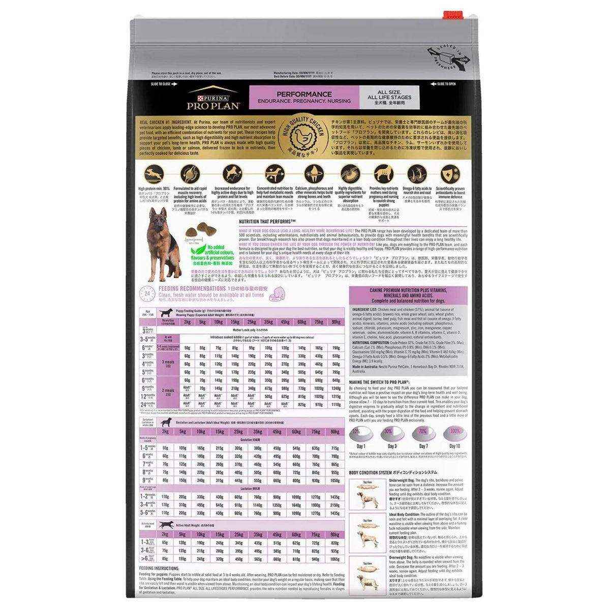 Pro Plan Performance Medium Breed Adult Dry Dog Food 20kg Chicken