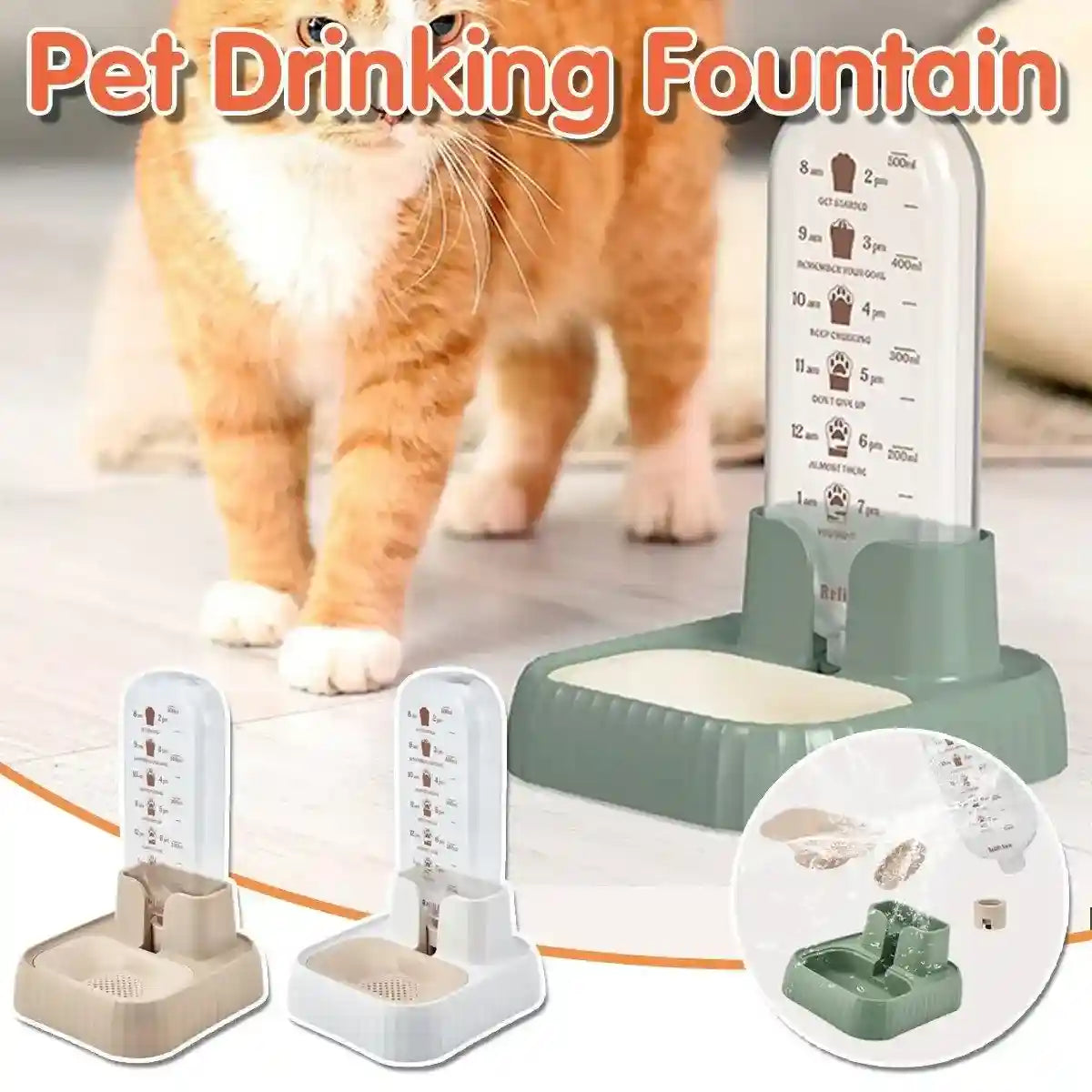 Automatic Pet Water Dispenser for Cats and Dogs with Siphon Refill System